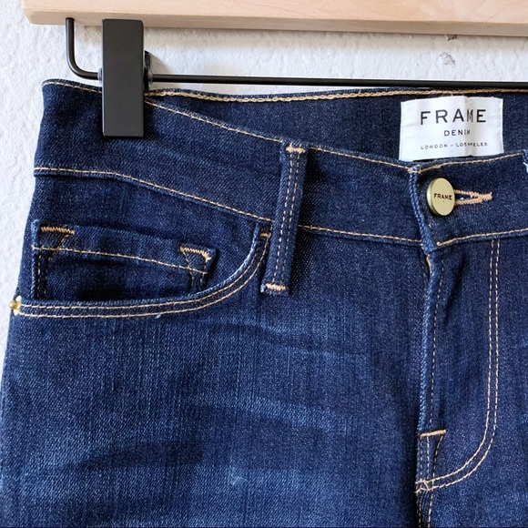 NEW FRAME Le Skinny de Jeanne Jeans Dame Dark Blue Stretch 24 - Picture 6 of 12